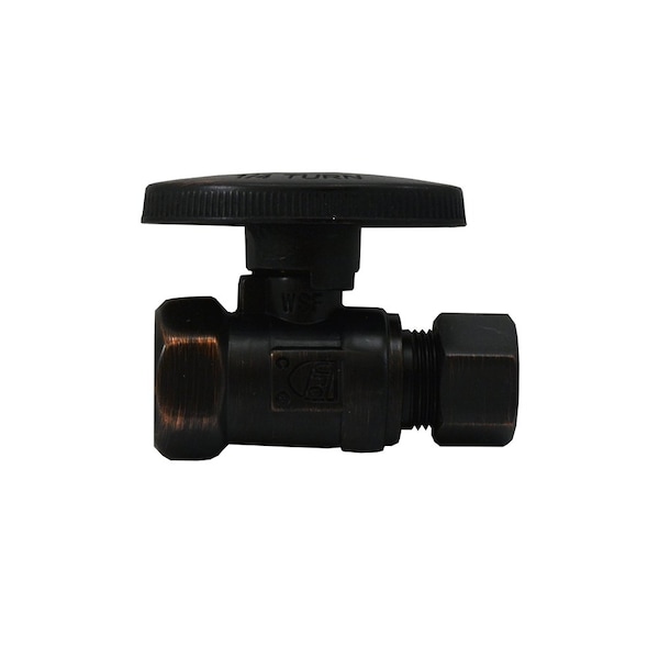 Jones Stephens 3/8in. FIP x 3/8in. OD Comp Quarter-Turn Straight Supply Stop Valve, Old World Bronze S4311WB - main